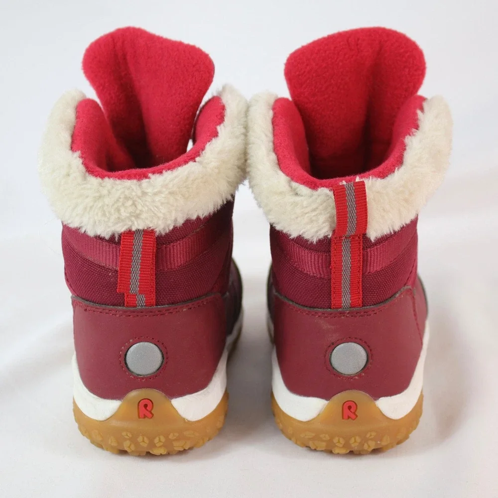Reima Burgundy Red Winter Faux Fur Trim Waterproof Boots Kids Size 24 / US 8